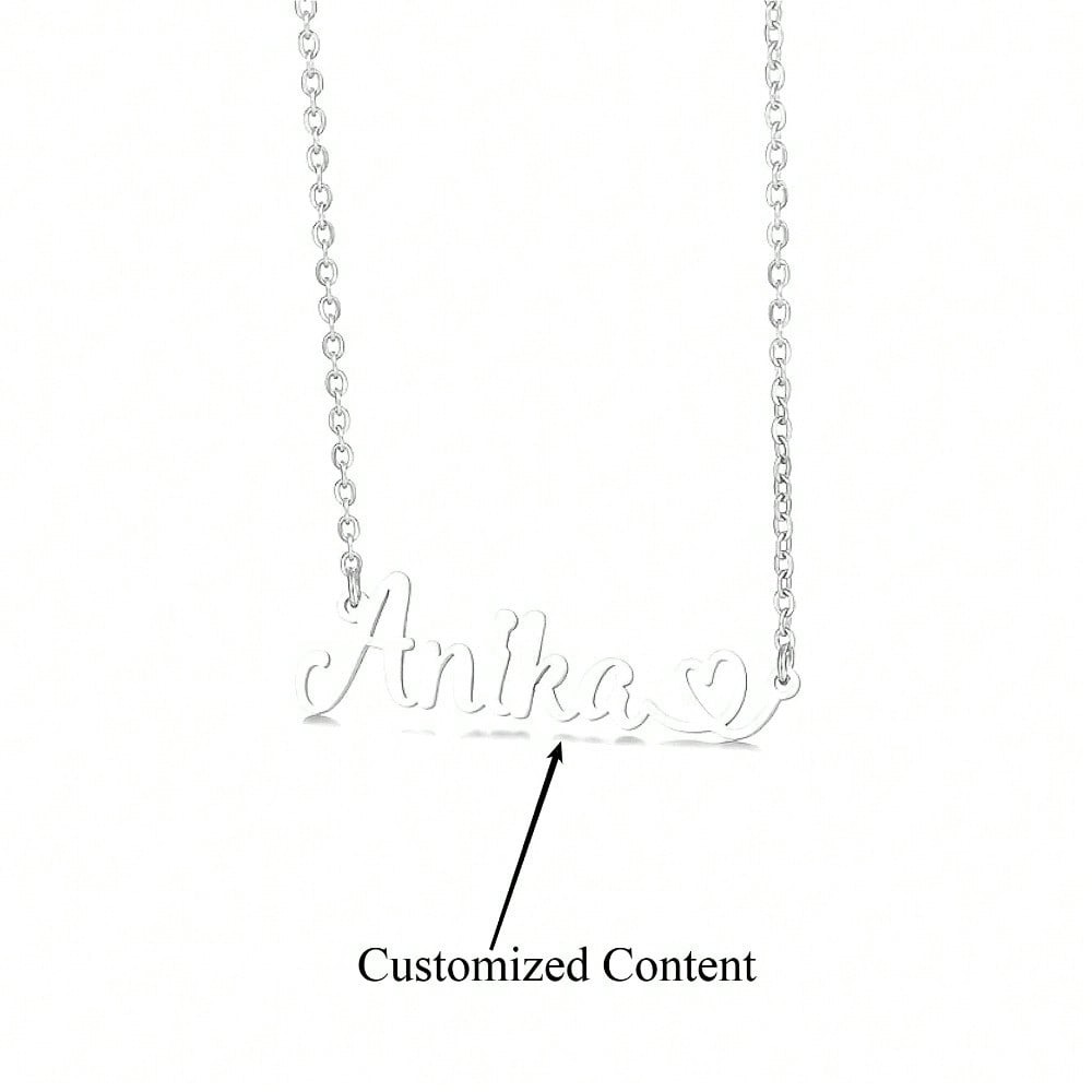 Personalized Stainless Steel Heart Name Necklace — Custom Jewelry
